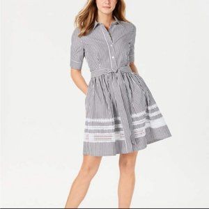 NWOT Calvin Klein Striped Button Down Dress with Belt